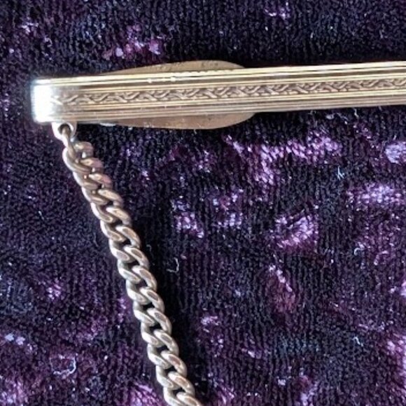 Classic Vintage HICKOK Tie Bar Clip - 10K Gold Plated with Chain, Excellent Gift - Picture 12 of 16